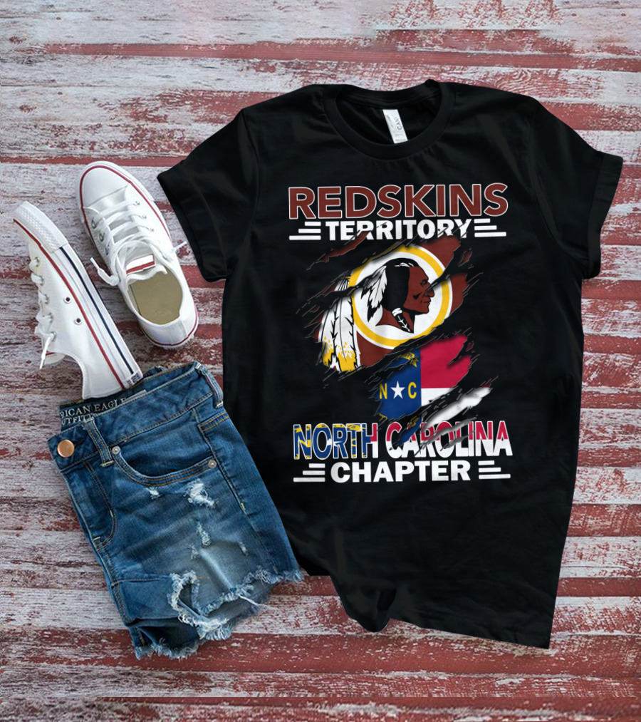 Redskins Territory North Carolina Chapter Redskins Logo With North Carolina Flag T-Shirt