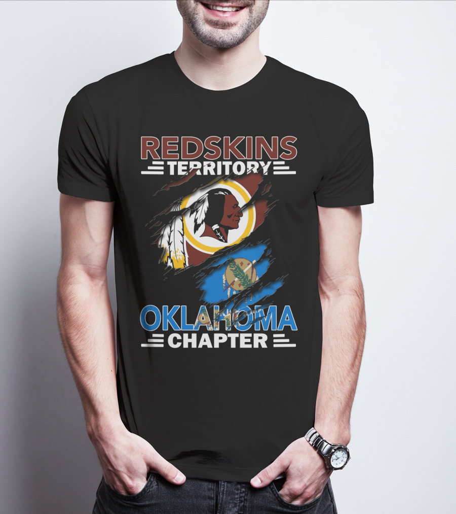 Redskins Territory Oklahoma Chapter Logo With Washington Redskins And Oklahoma Flag Elements T-Shirt