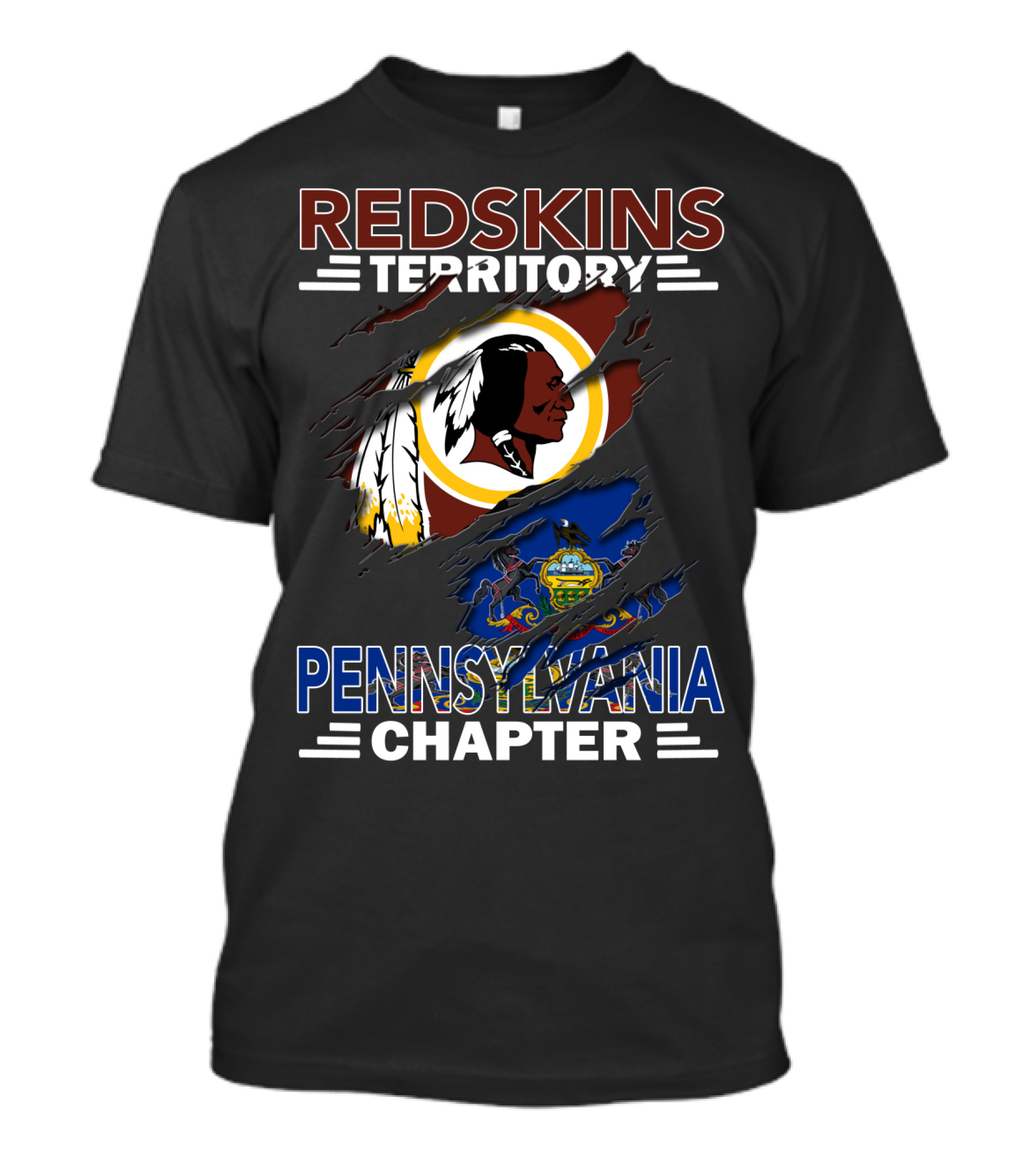 Redskins Territory Pennsylvania Chapter Logo Featuring Flag Elements T-Shirt