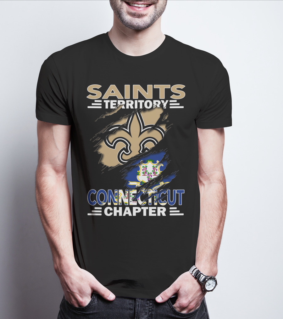 Saints Territory Connecticut Chapter Fleur-De-Lis And State Seal T-Shirt