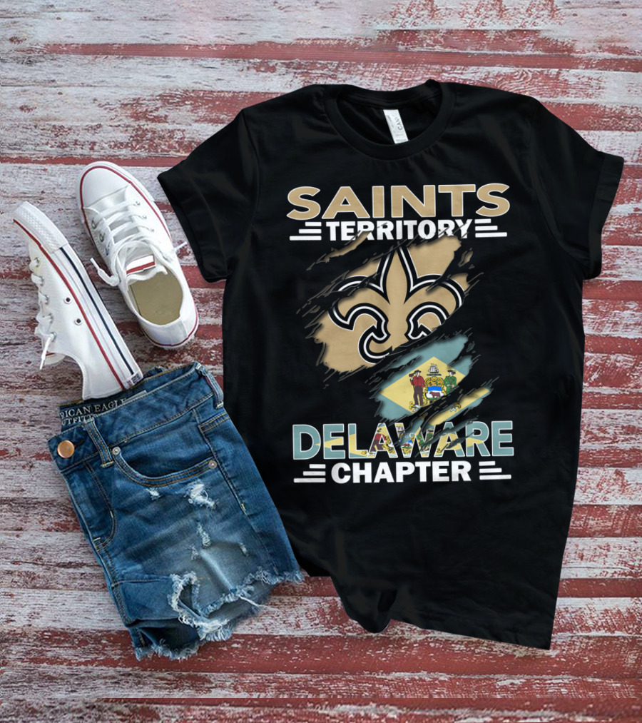 Saints Territory Delaware Chapter Fleur-de-Lis And State Flag T-Shirt