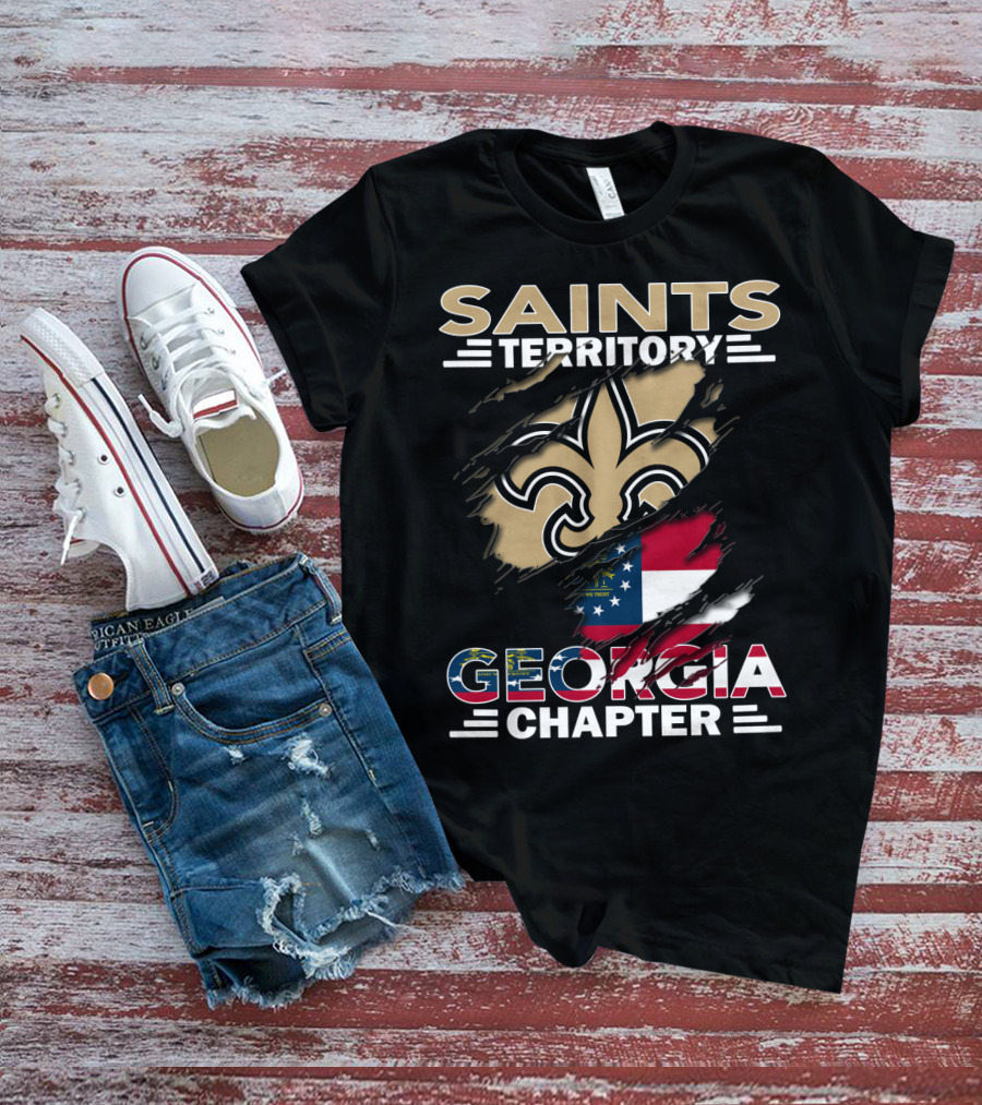 Saints Territory Georgia Chapter Fleur-De-Lis Georgia Flag T-Shirt