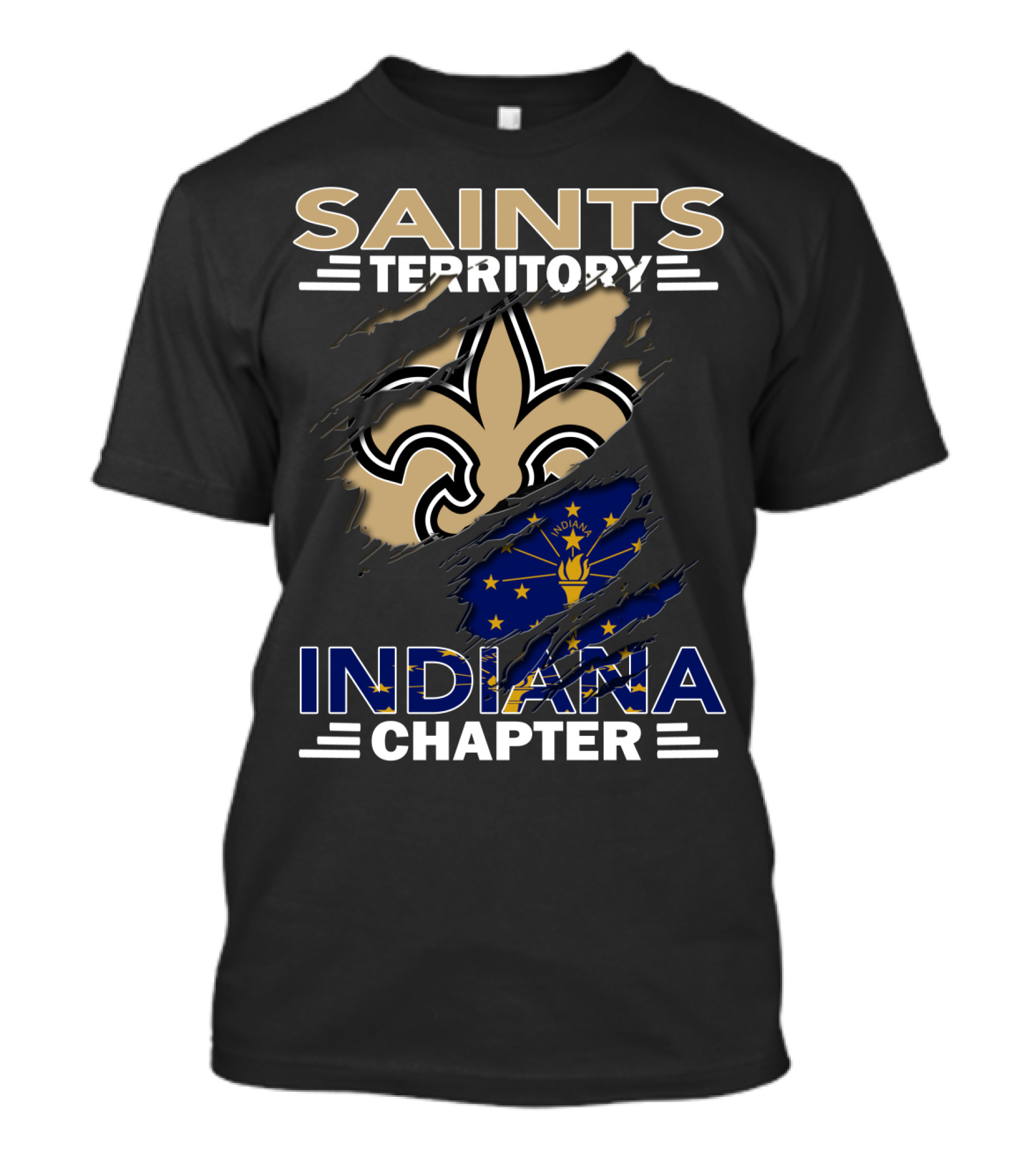 Saints Territory Indiana Chapter Fleur-de-Lis And Indiana Flag Collaboration T-Shirt