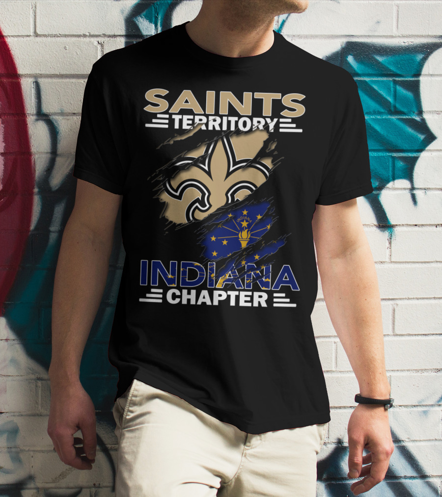 Saints Territory Indiana Chapter Fleur-de-Lis And Indiana Flag Collaboration T-Shirt