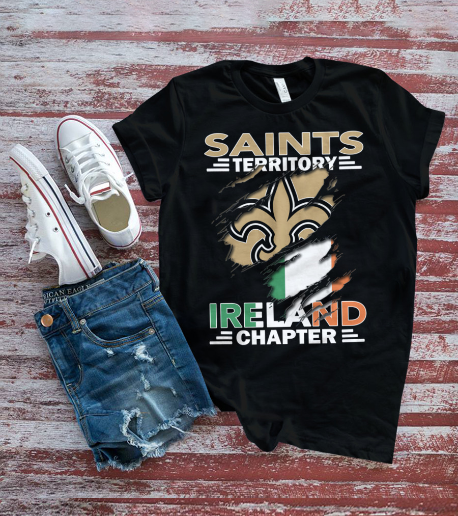 SAINTS TERRITORY IRELAND CHAPTER Fleur-de-Lis With Irish Flag T-Shirt