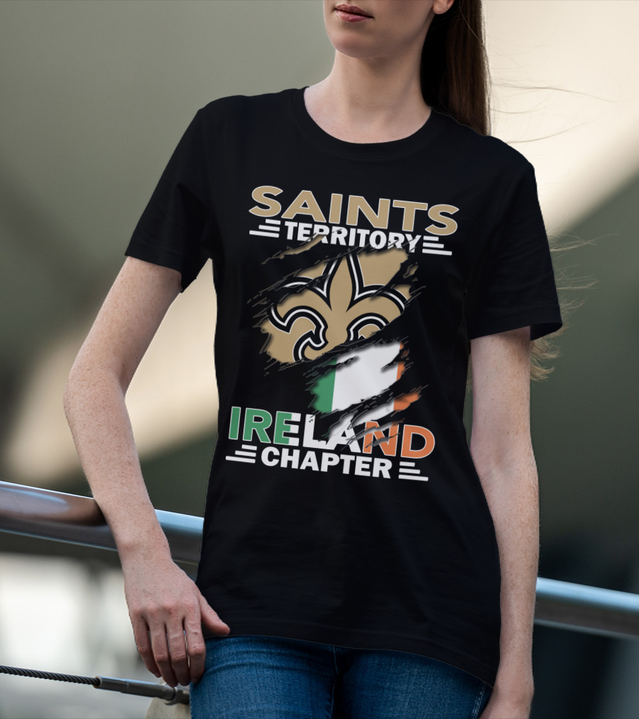 SAINTS TERRITORY IRELAND CHAPTER Fleur-de-Lis With Irish Flag T-Shirt