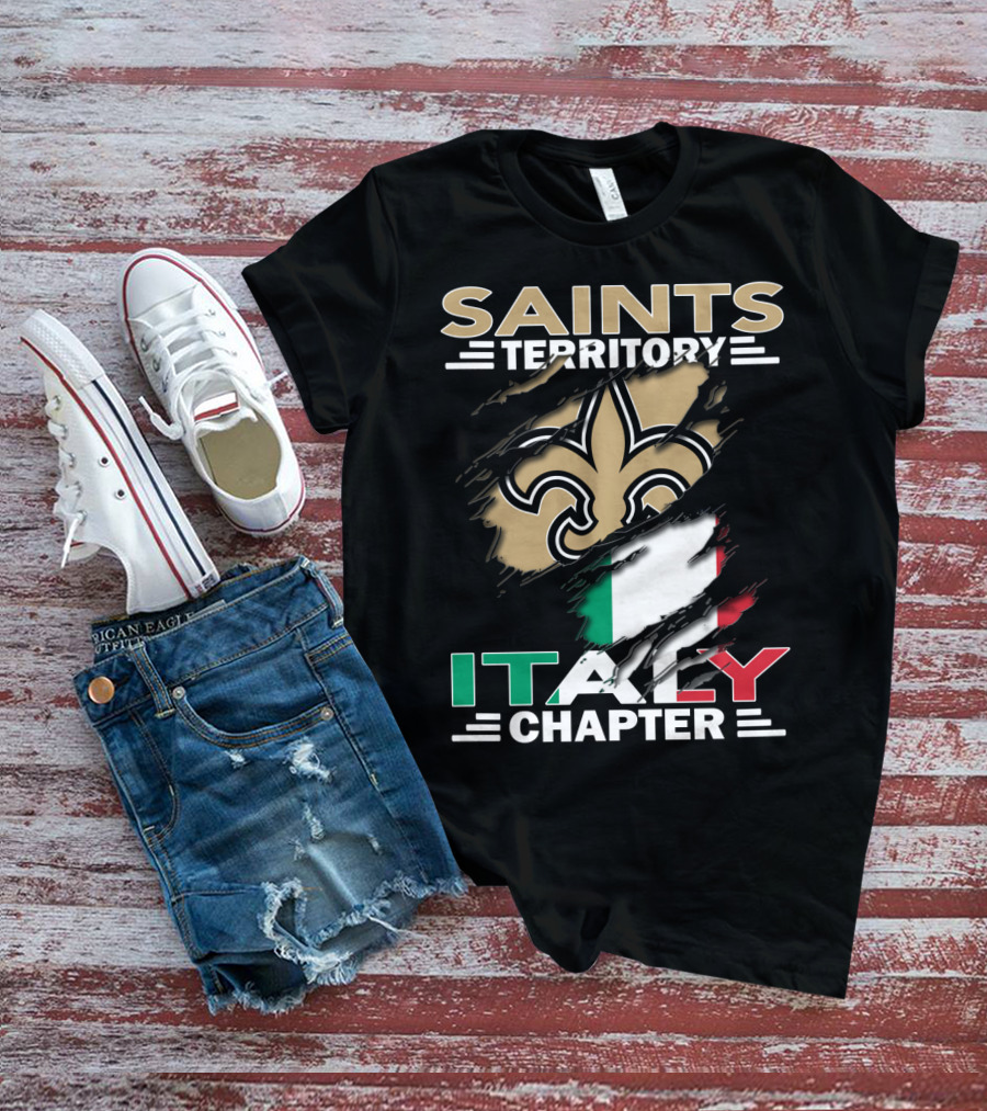 Saints Territory Italy Chapter Fleur-de-Lis With Italian Flag T-Shirt