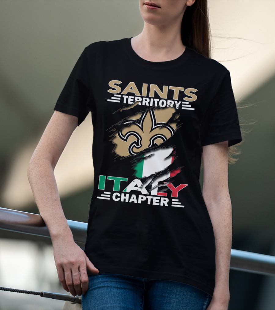 Saints Territory Italy Chapter Fleur-de-Lis With Italian Flag T-Shirt