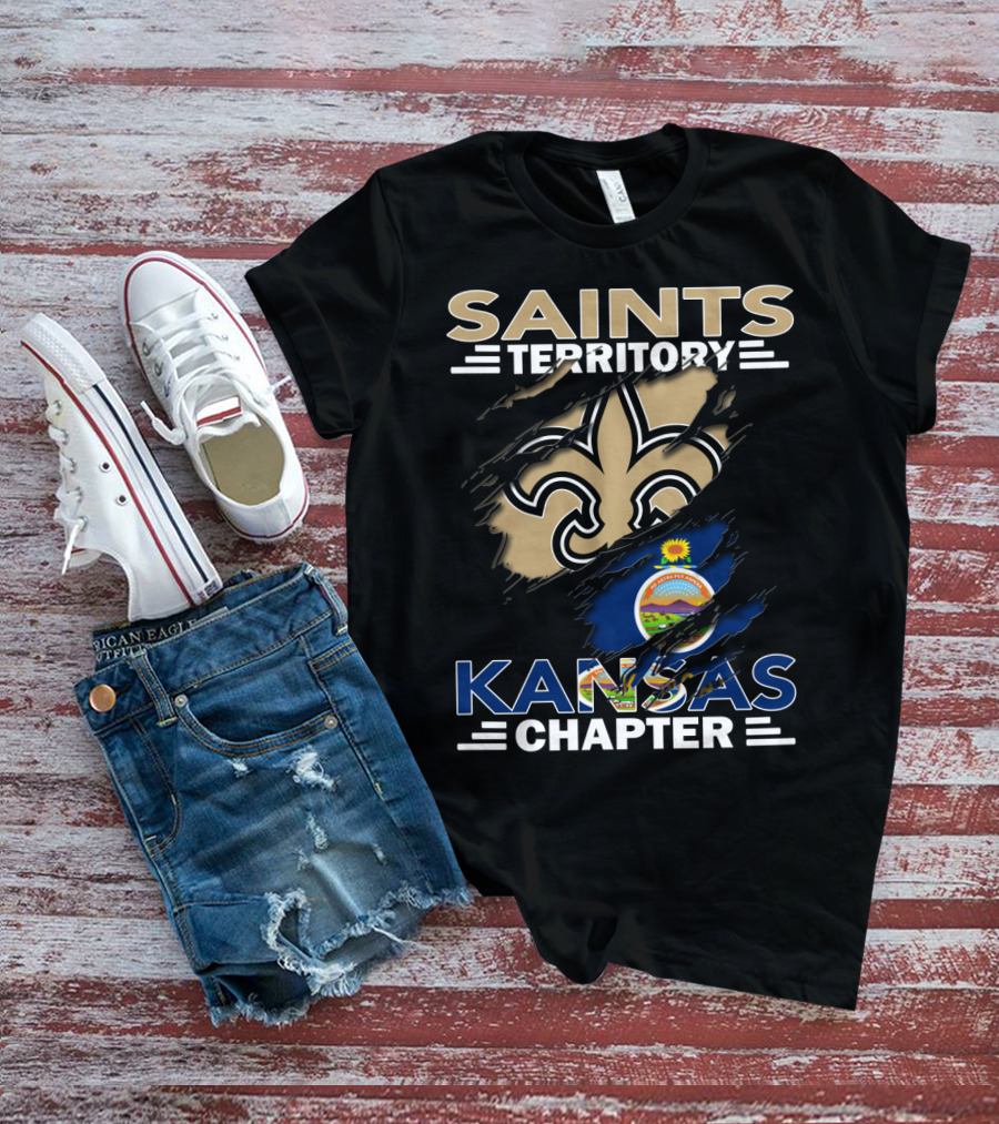 Saints Territory Kansas Chapter Fleur-de-Lis And State Seal Elements T-Shirt