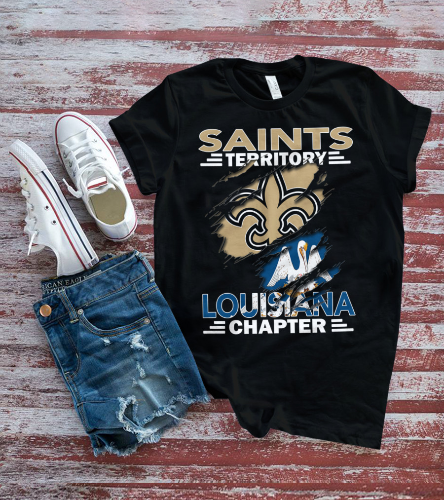 Saints Territory Louisiana Chapter Fleur-de-Lis Pelican Emblem T-Shirt