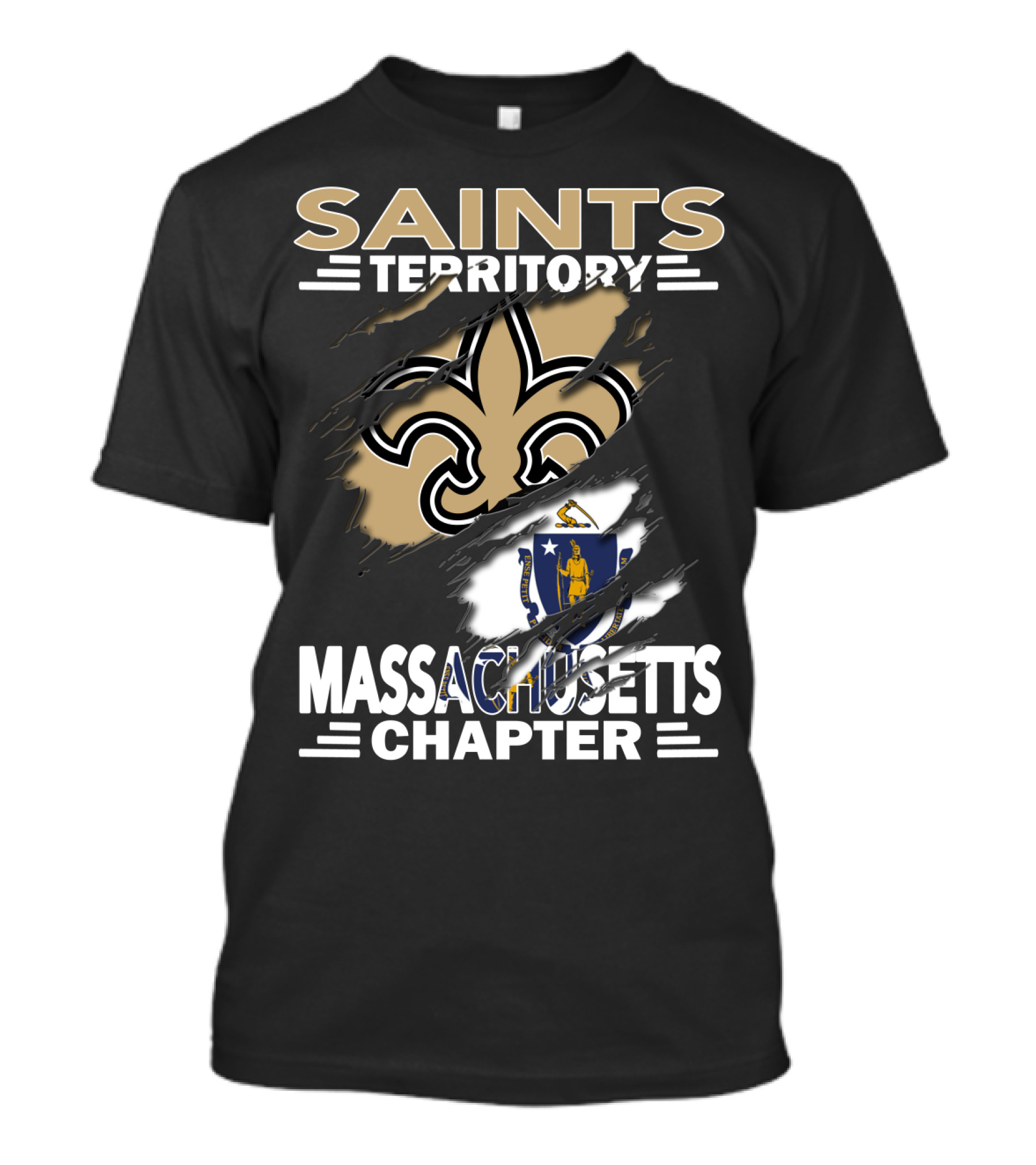 Saints Territory Massachusetts Chapter Fleur-de-Lis And State Seal T-Shirt