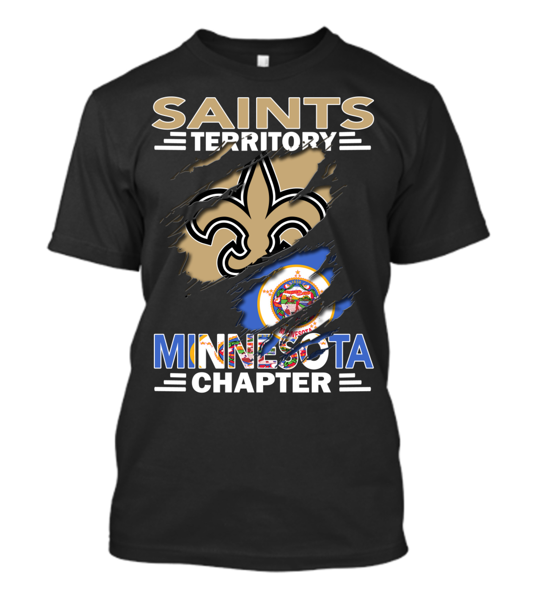 Saints Territory Minnesota Chapter Fleur-de-lis And State Seal T-Shirt