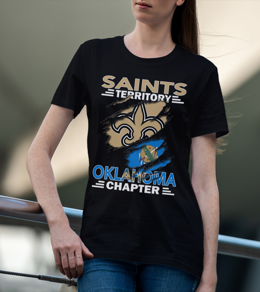 Saints Territory Oklahoma Chapter Fleur-de-Lis And State Flag T-Shirt