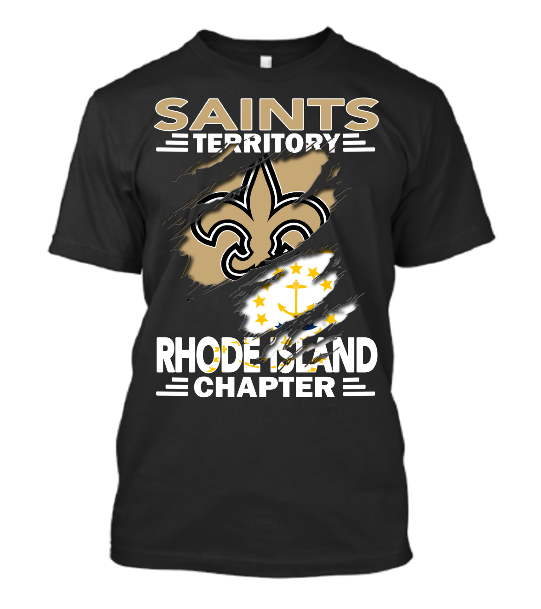 Saints Territory Rhode Island Chapter New Orleans Saints Rhode Island Flag T-Shirt