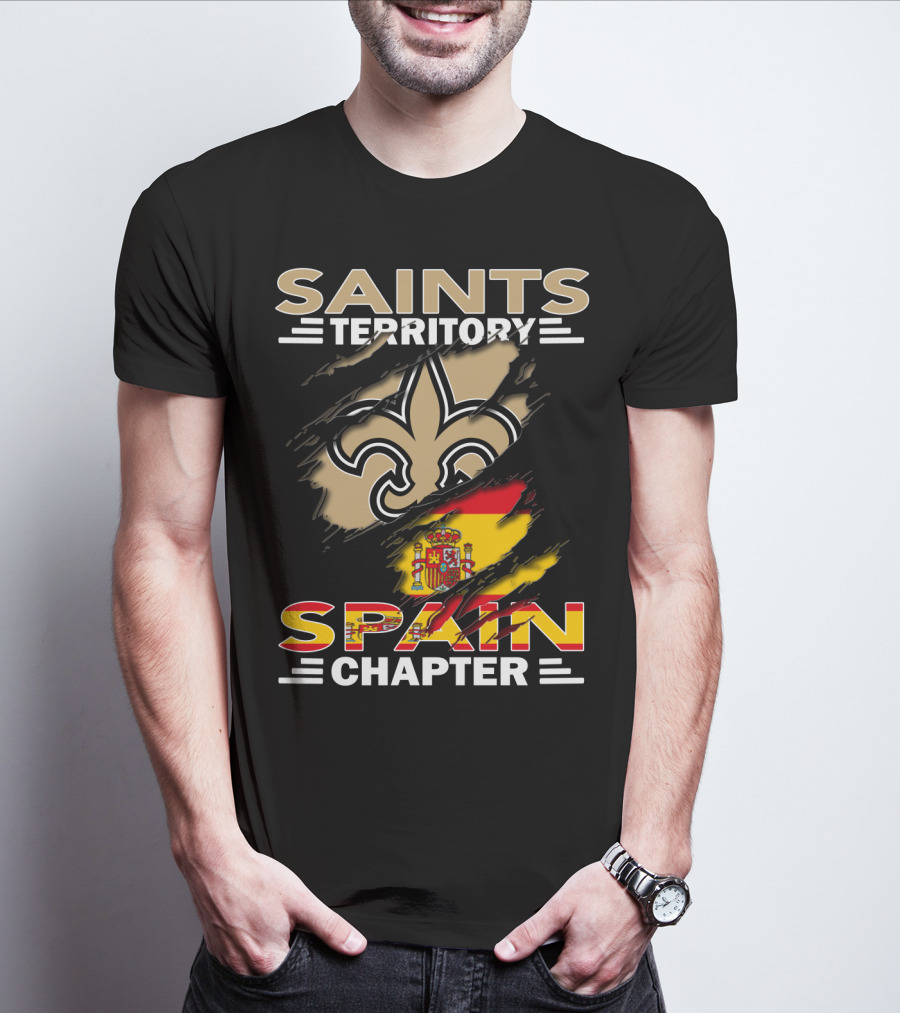 Saints Territory Fleur-De-Lis Spain Chapter Flag T-Shirt