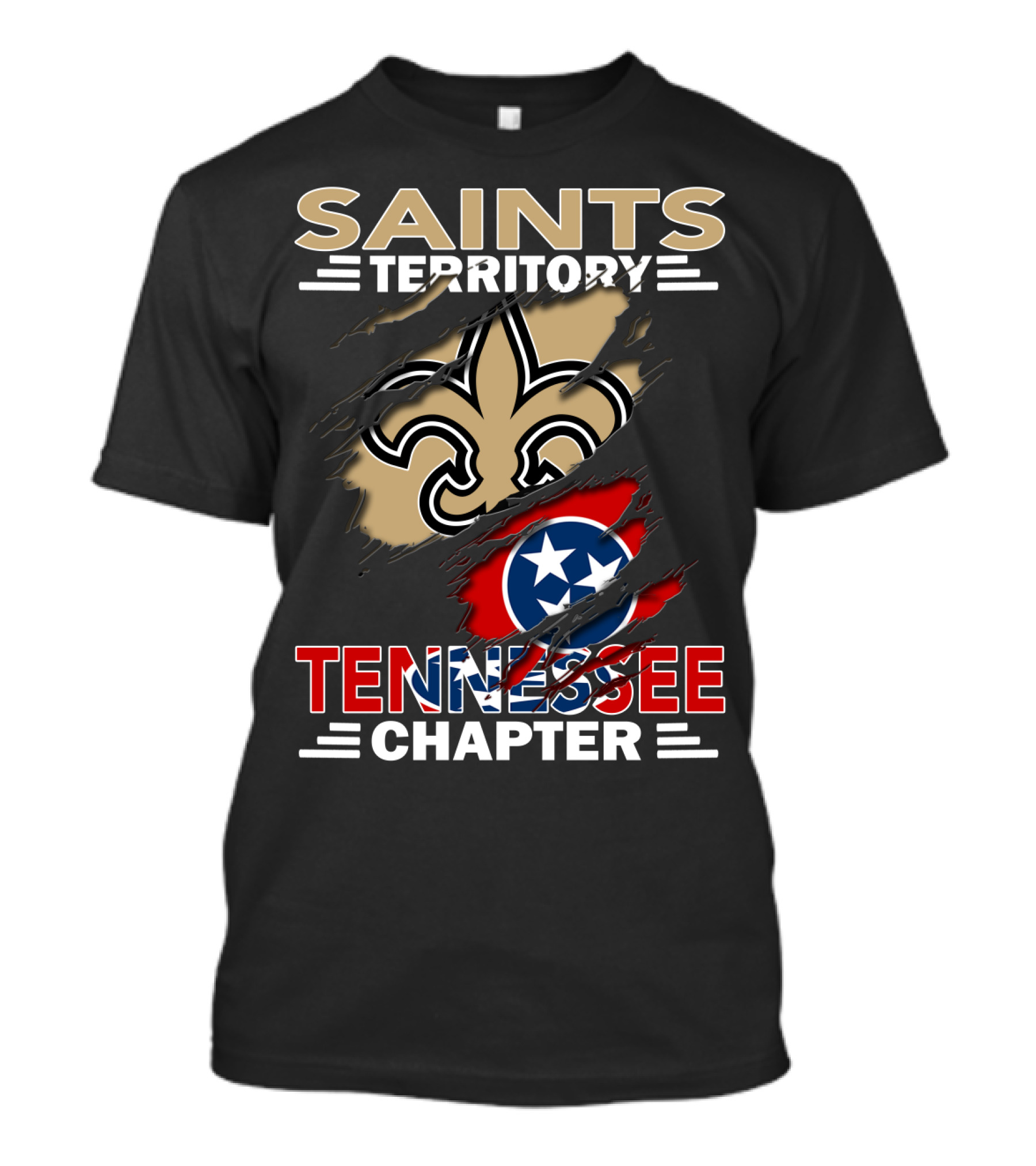 Saints Territory Tennessee Chapter Fleur-de-Lis And Tennessee Flag T-Shirt