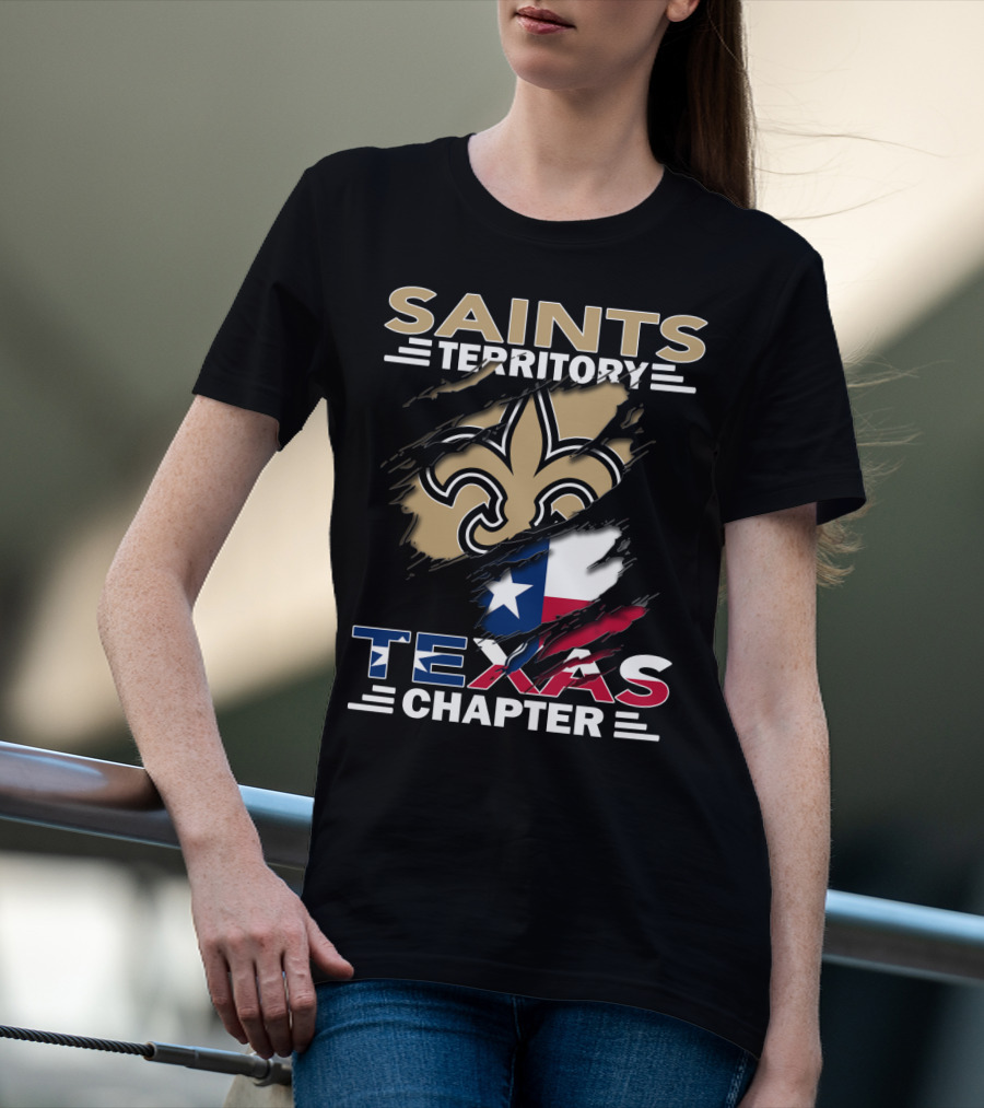 Saints Territory Texas Chapter Fleur-de-Lis And Texas Flag T-Shirt