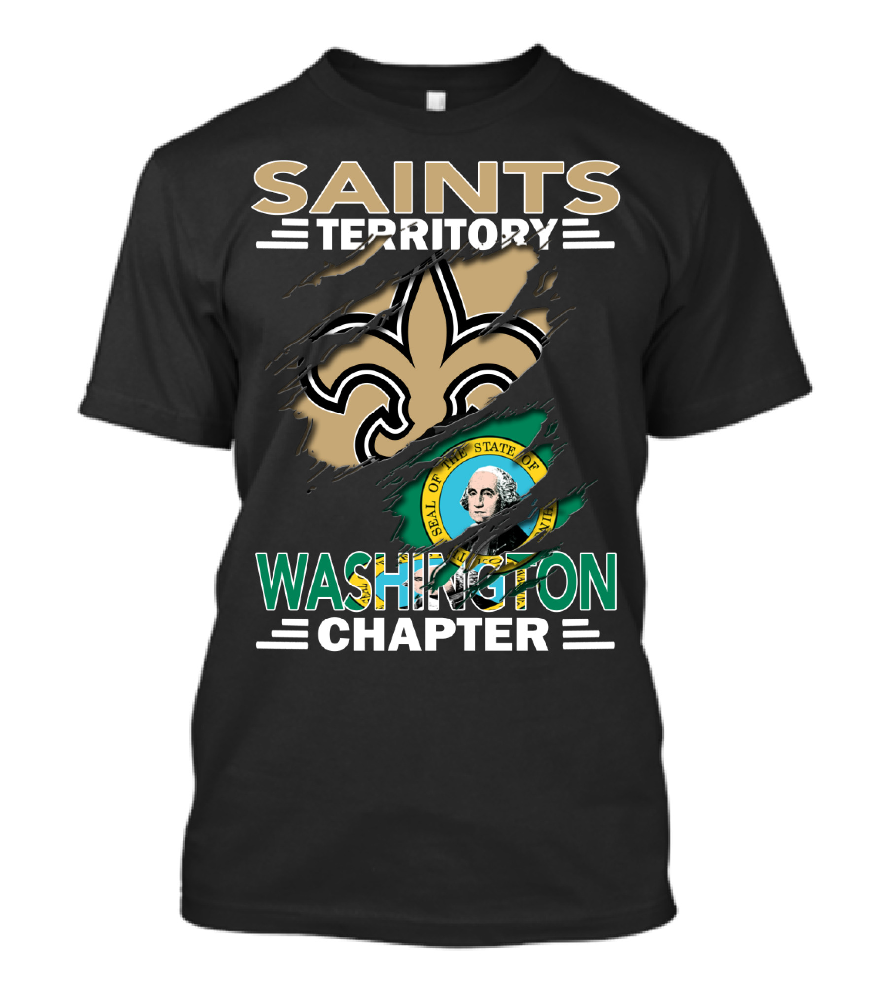 Saints Territory Washington Chapter Seal Fleur-de-Lis T-Shirt