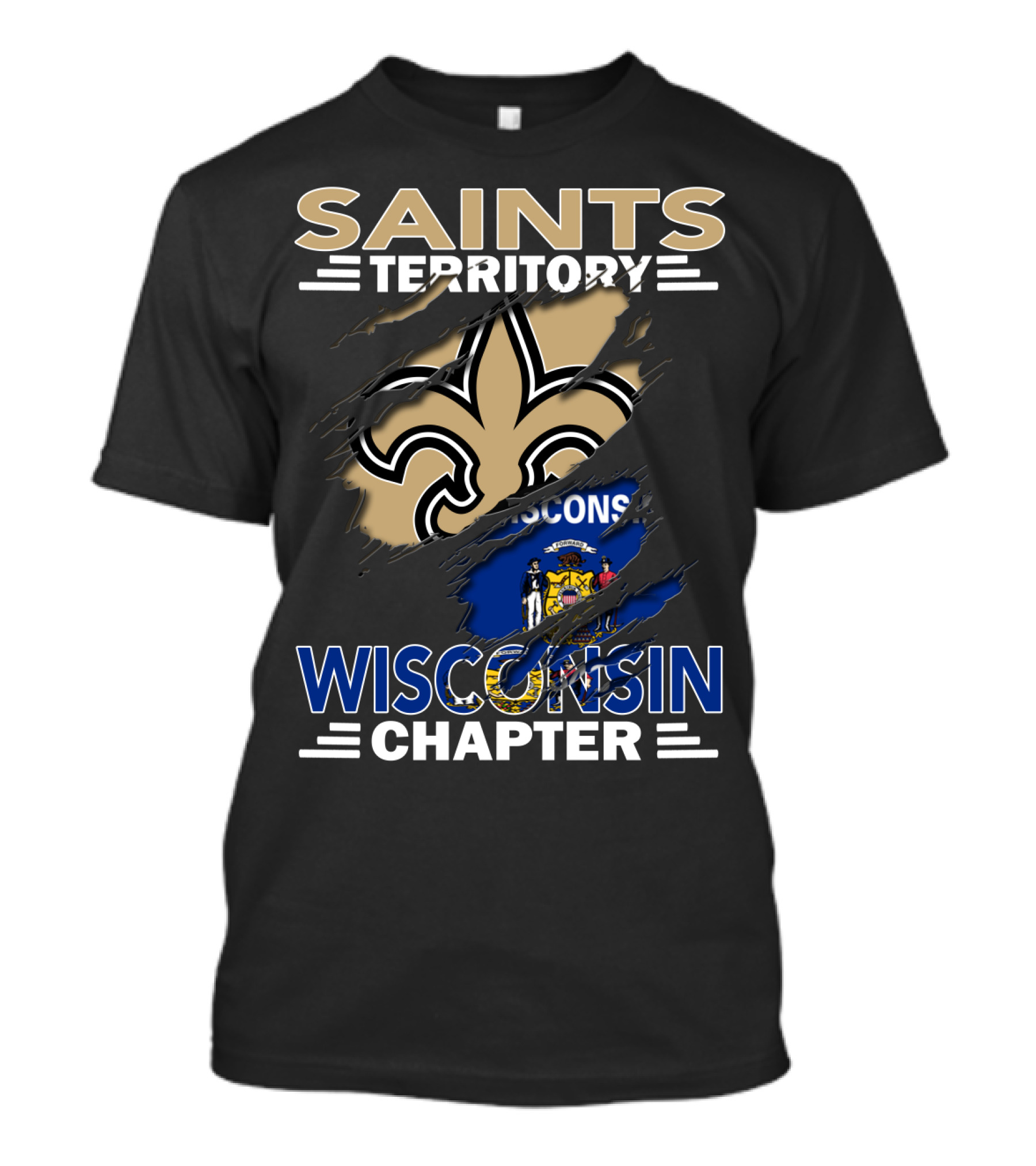 Saints Territory Fleur-de-Lis Wisconsin Flag Chapter T-Shirt