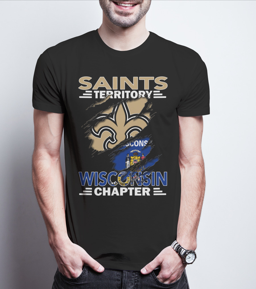 Saints Territory Fleur-de-Lis Wisconsin Flag Chapter T-Shirt