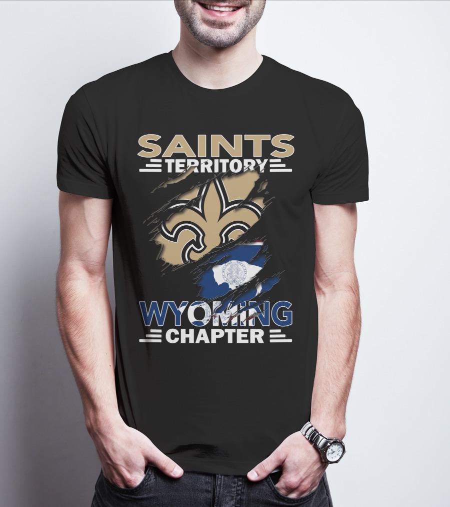 Saints Territory Wyoming Chapter Fleur-de-lis Wyoming Flag T-Shirt