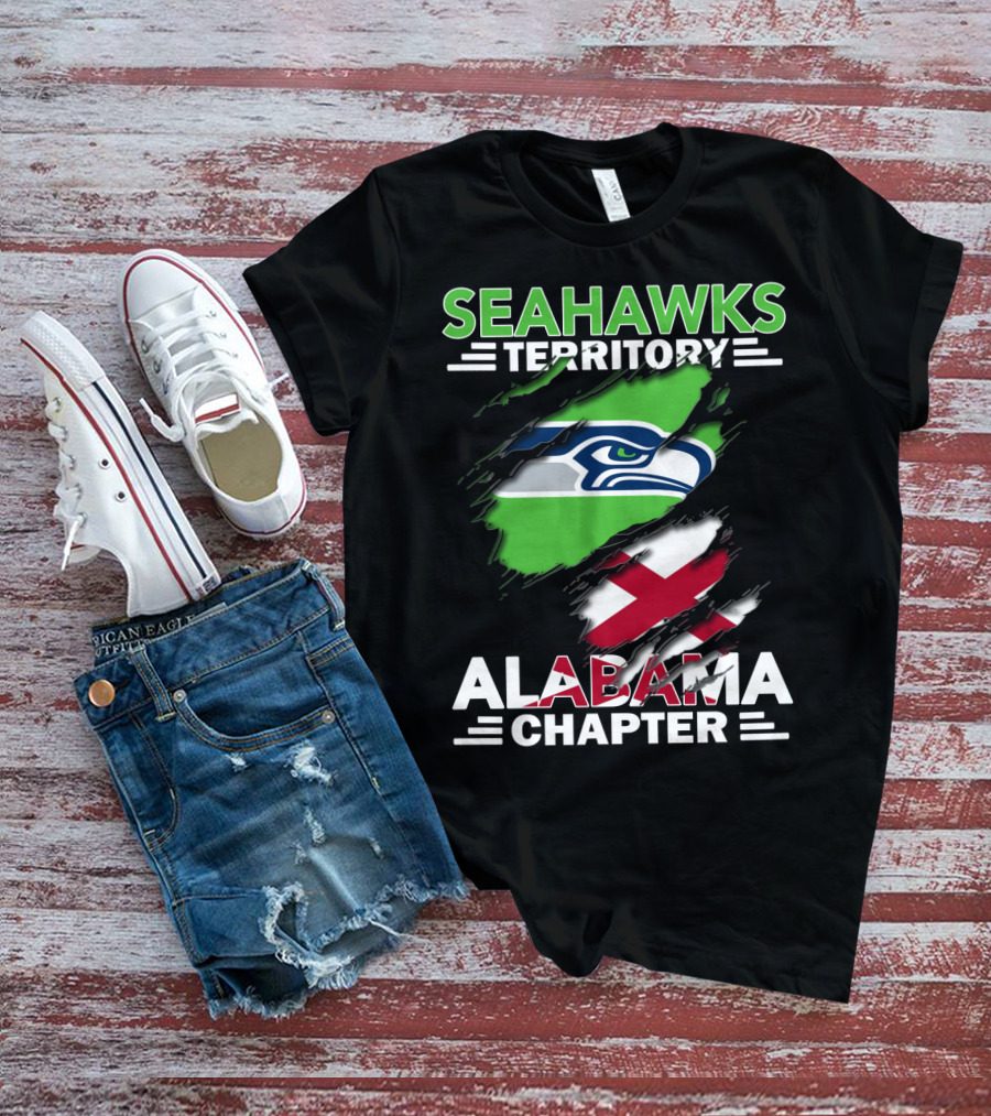 Seahawks Territory Alabama Chapter Flag With Ripped T-Shirt