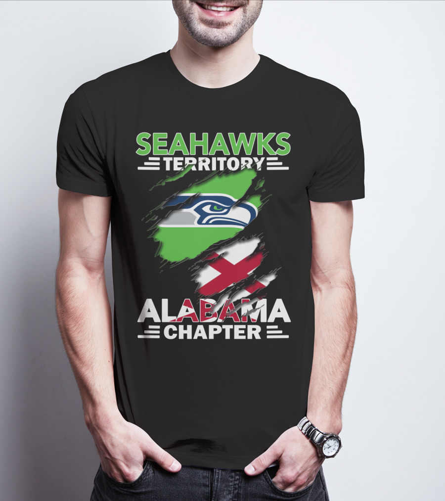 Seahawks Territory Alabama Chapter Flag With Ripped T-Shirt