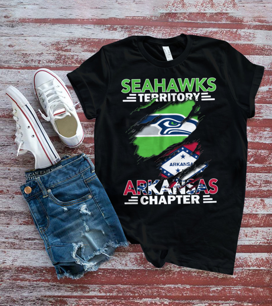 Seahawks Territory Arkansas Chapter Seahawks Logo And Arkansas Flag T-Shirt