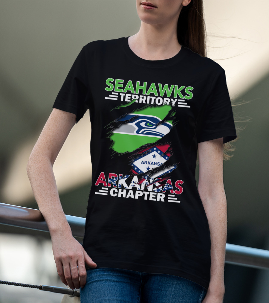 Seahawks Territory Arkansas Chapter Seahawks Logo And Arkansas Flag T-Shirt