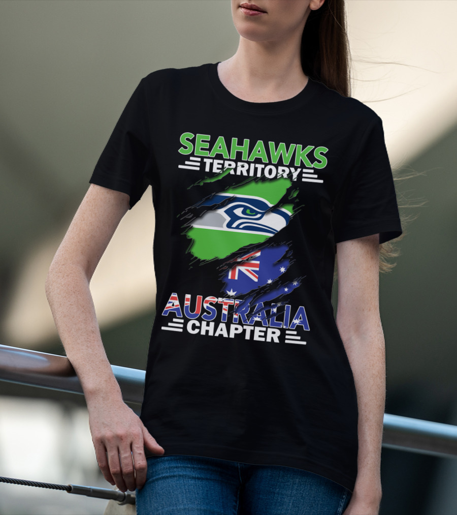 Seahawks Territory Australia Chapter Flag And Logo Fusion T-Shirt