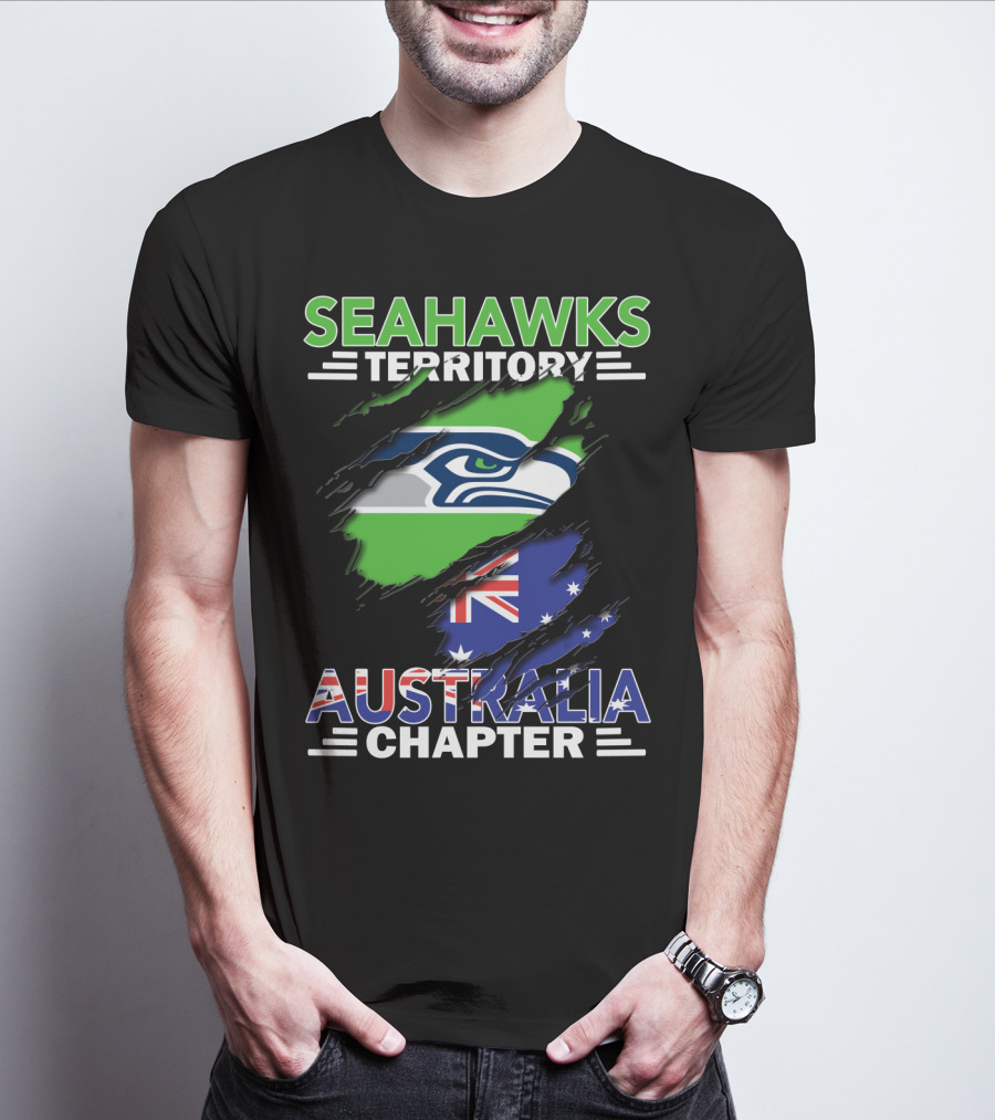 Seahawks Territory Australia Chapter Flag And Logo Fusion T-Shirt