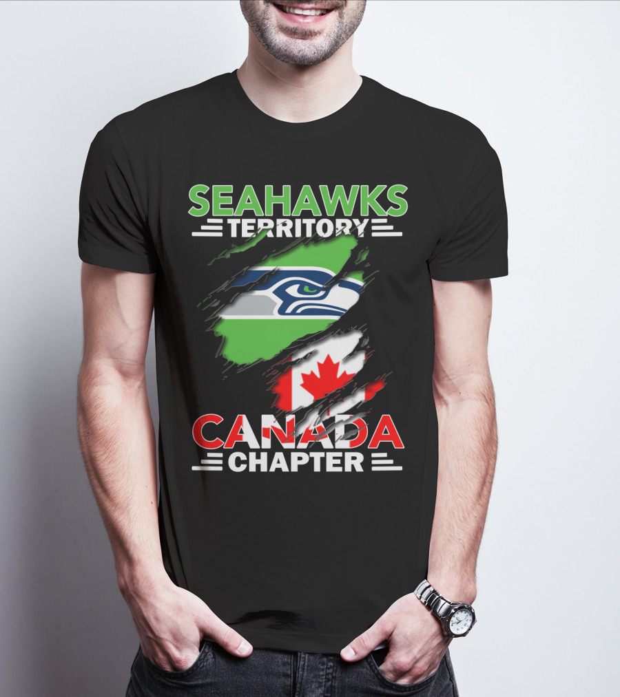 Seahawks Territory Canada Chapter Seahawks Logo With Canadian Flag T-Shirt