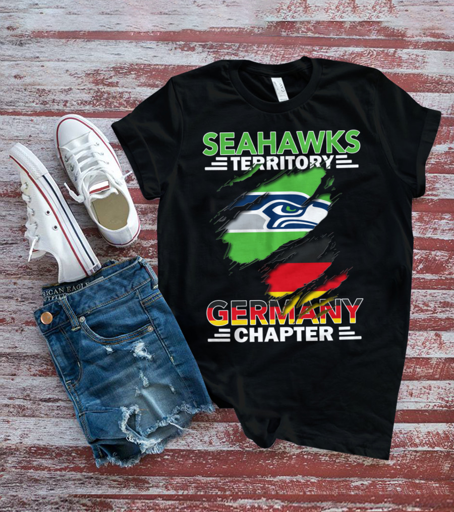 Seahawks Territory Germany Chapter Fan Community Featuring Iconic Team Logo And National Colors T-Shirt
