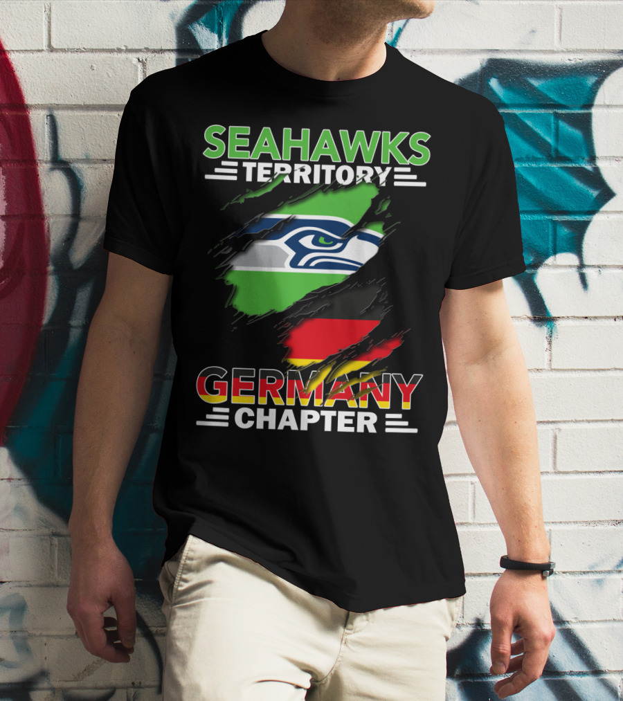 Seahawks Territory Germany Chapter Fan Community Featuring Iconic Team Logo And National Colors T-Shirt