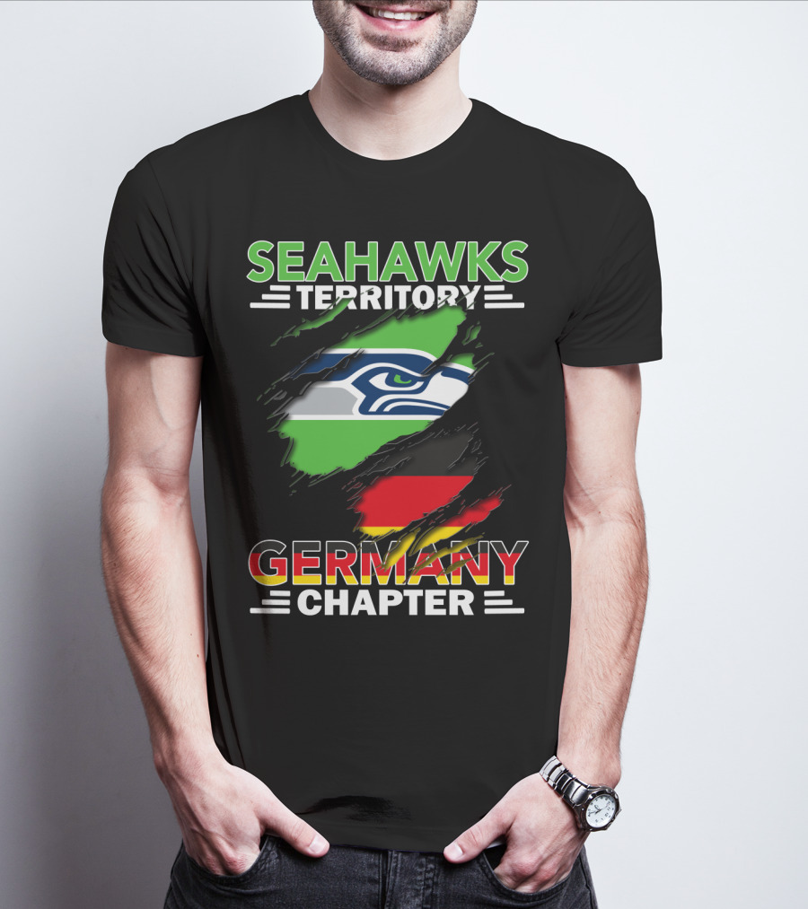 Seahawks Territory Germany Chapter Fan Community Featuring Iconic Team Logo And National Colors T-Shirt
