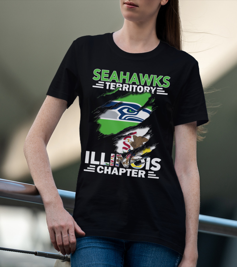 Seahawks Territory Illinois Chapter Logo With State Flag Elements T-Shirt