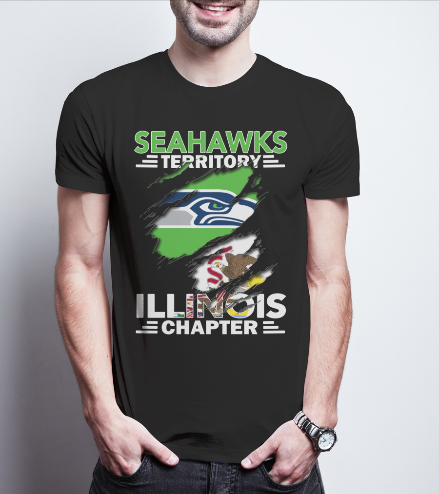 Seahawks Territory Illinois Chapter Logo With State Flag Elements T-Shirt