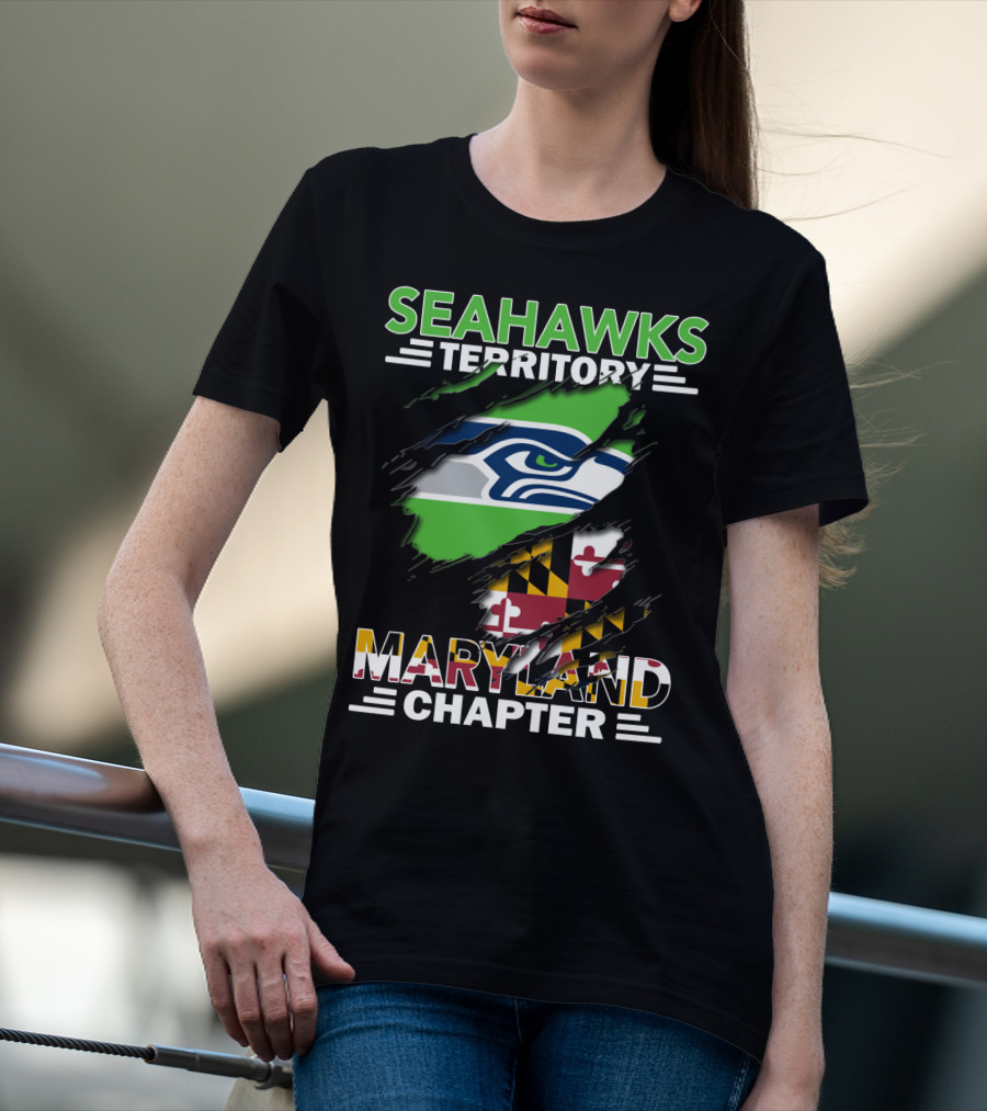 Seahawks Territory Maryland Chapter Flag And Logo Integration T-Shirt