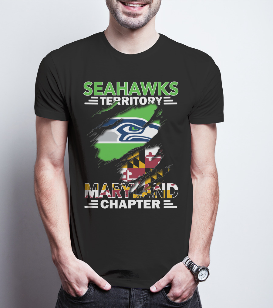 Seahawks Territory Maryland Chapter Flag And Logo Integration T-Shirt