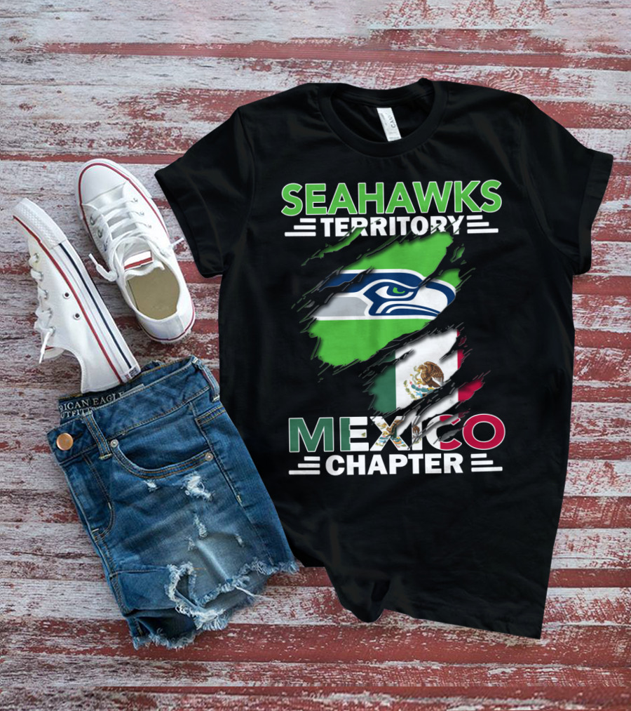 Seahawks Territory Mexico Chapter Flag And Logo Fusion T-Shirt