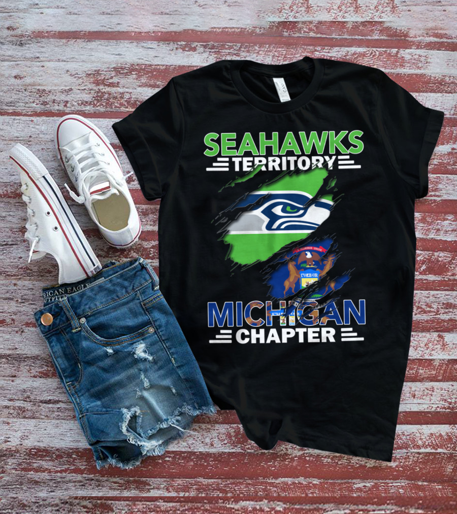 Seahawks Territory Michigan Chapter State And Team Logo Integration T-Shirt