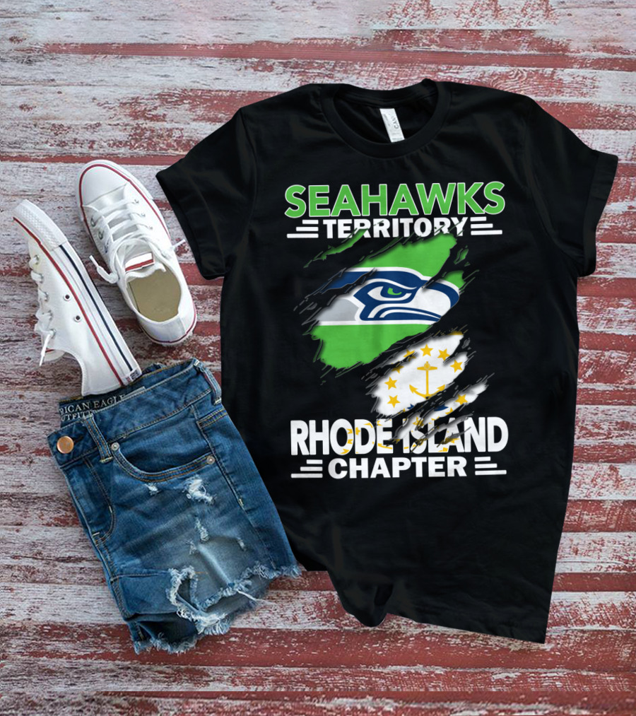 Seahawks Territory Rhode Island Chapter Fan Logo And State Flag T-Shirt