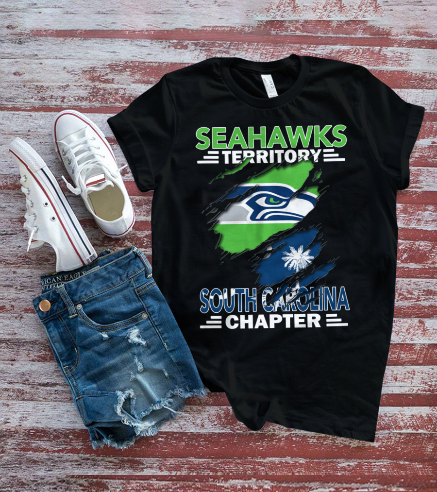 Seahawks Territory South Carolina Chapter Flag Ripped T-Shirt