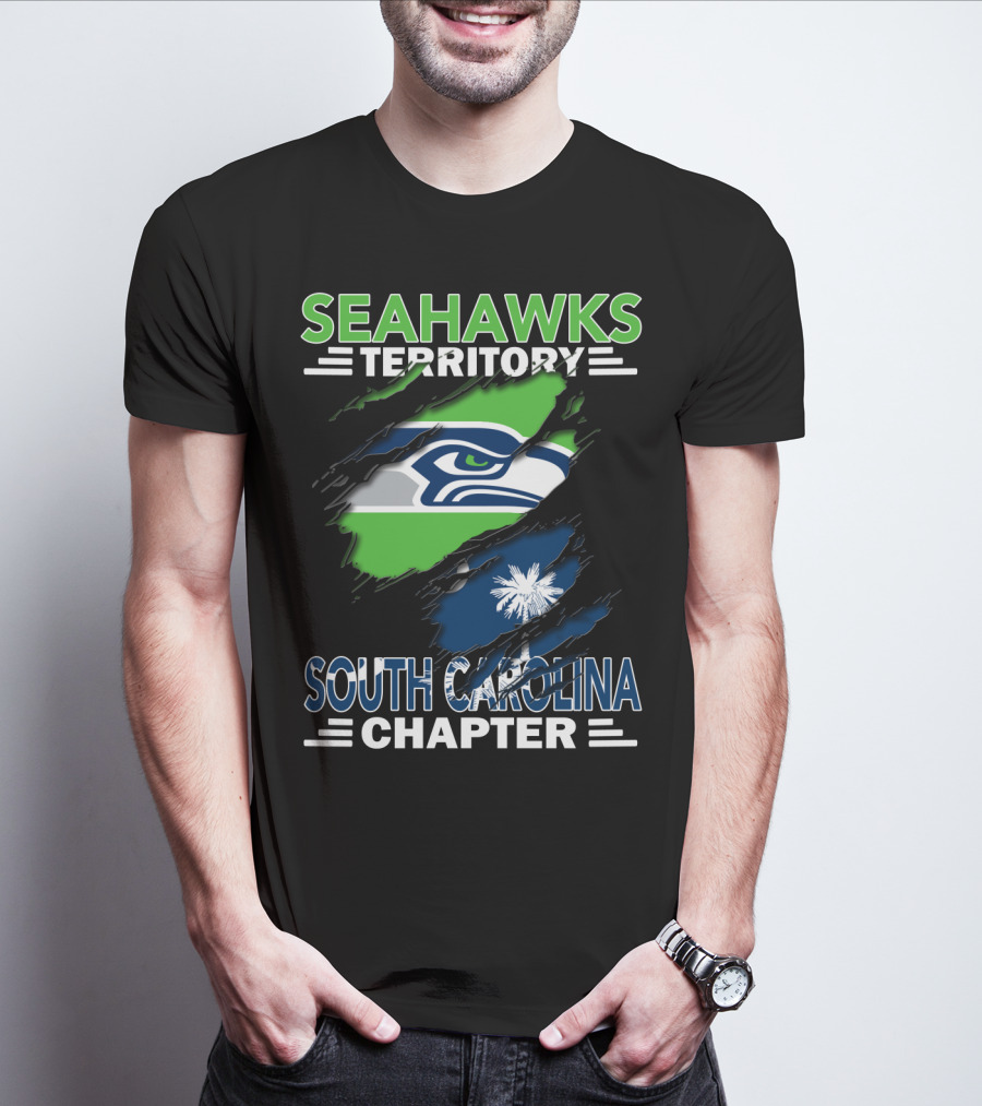 Seahawks Territory South Carolina Chapter Flag Ripped T-Shirt