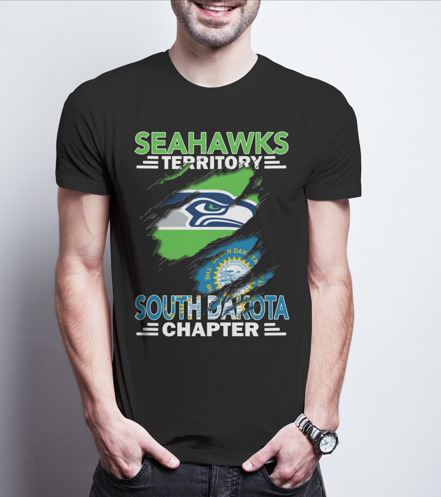 Seahawks Territory South Dakota Chapter Flag Ripped T-Shirt