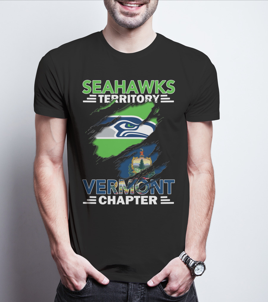Seahawks Territory Vermont Chapter Ripped Flag T-Shirt