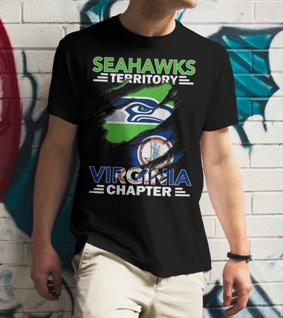 Seahawks Territory Virginia Chapter Logo With Virginia State Flag Integration T-Shirt
