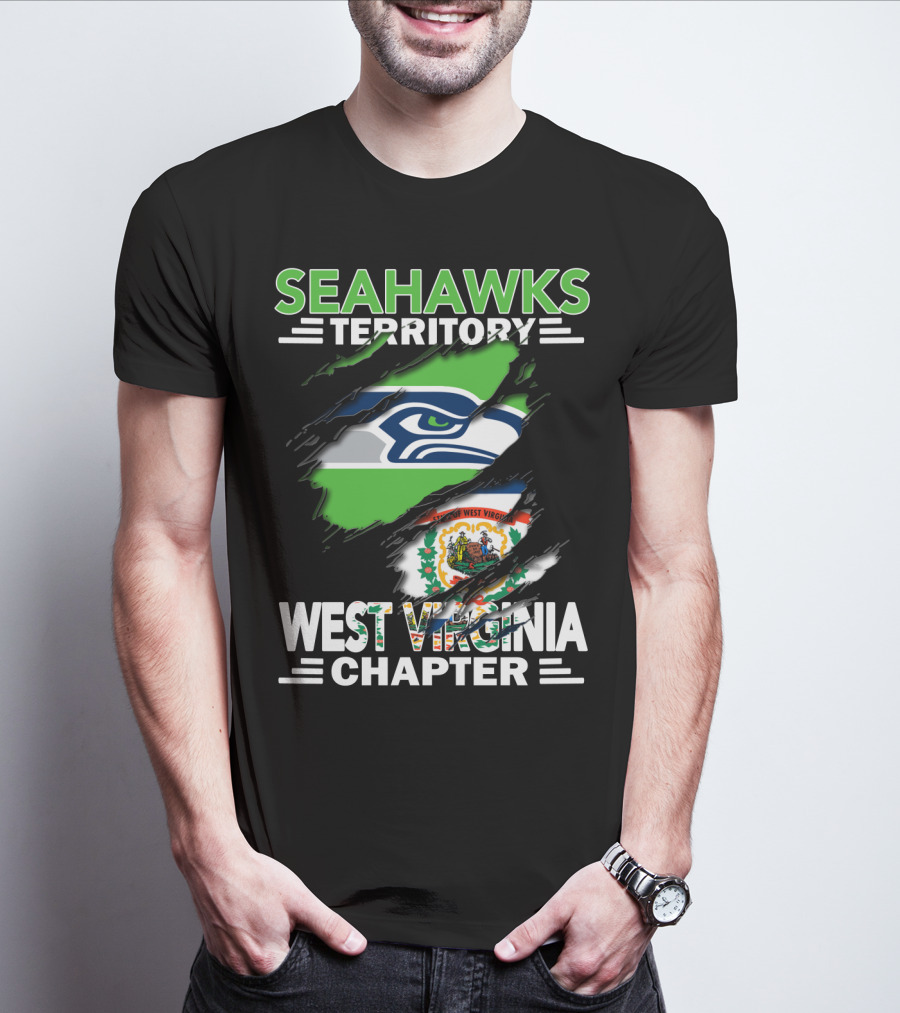 Seahawks Territory West Virginia Chapter With Seahawks Logo And West Virginia State Flag Elements T-Shirt