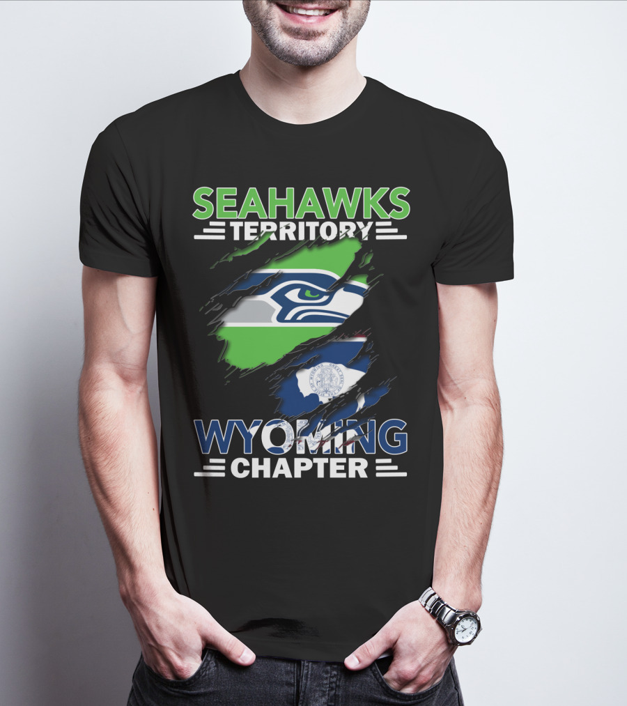 Seahawks Territory Wyoming Chapter Seahawks Logo Wyoming Flag T-Shirt