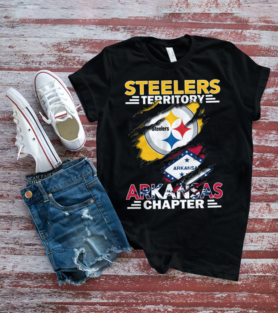 Steelers Territory Arkansas Chapter Steelers Logo Arkansas Flag T-Shirt